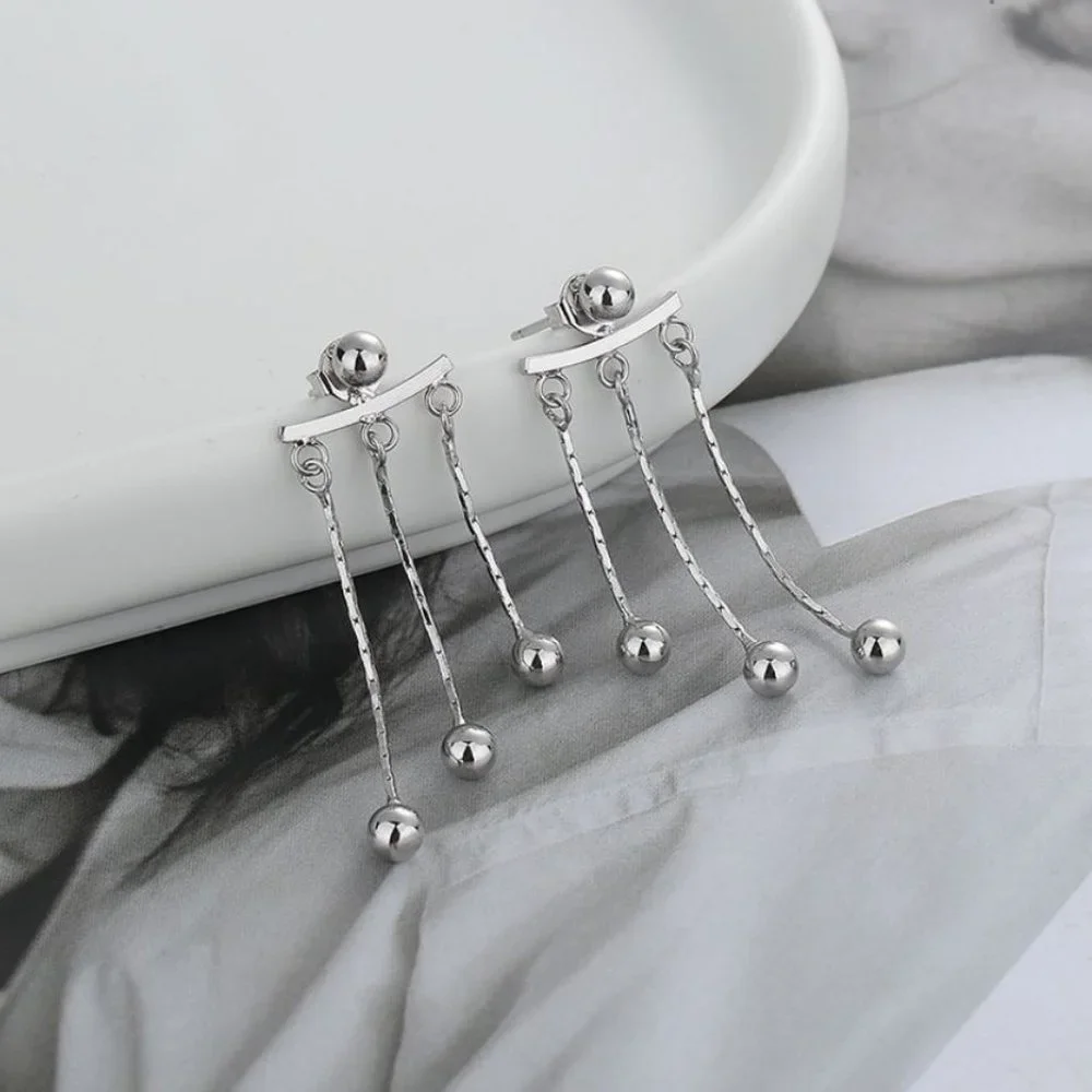 925 Sterling Silver Dangle Drop Earrings Charm Bead Dangle Stud Earrings